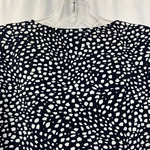 Mittoshop Womens Navy/White Print 3/4 Sleeve Button Front Top Size Medium - Picture 5 of 10